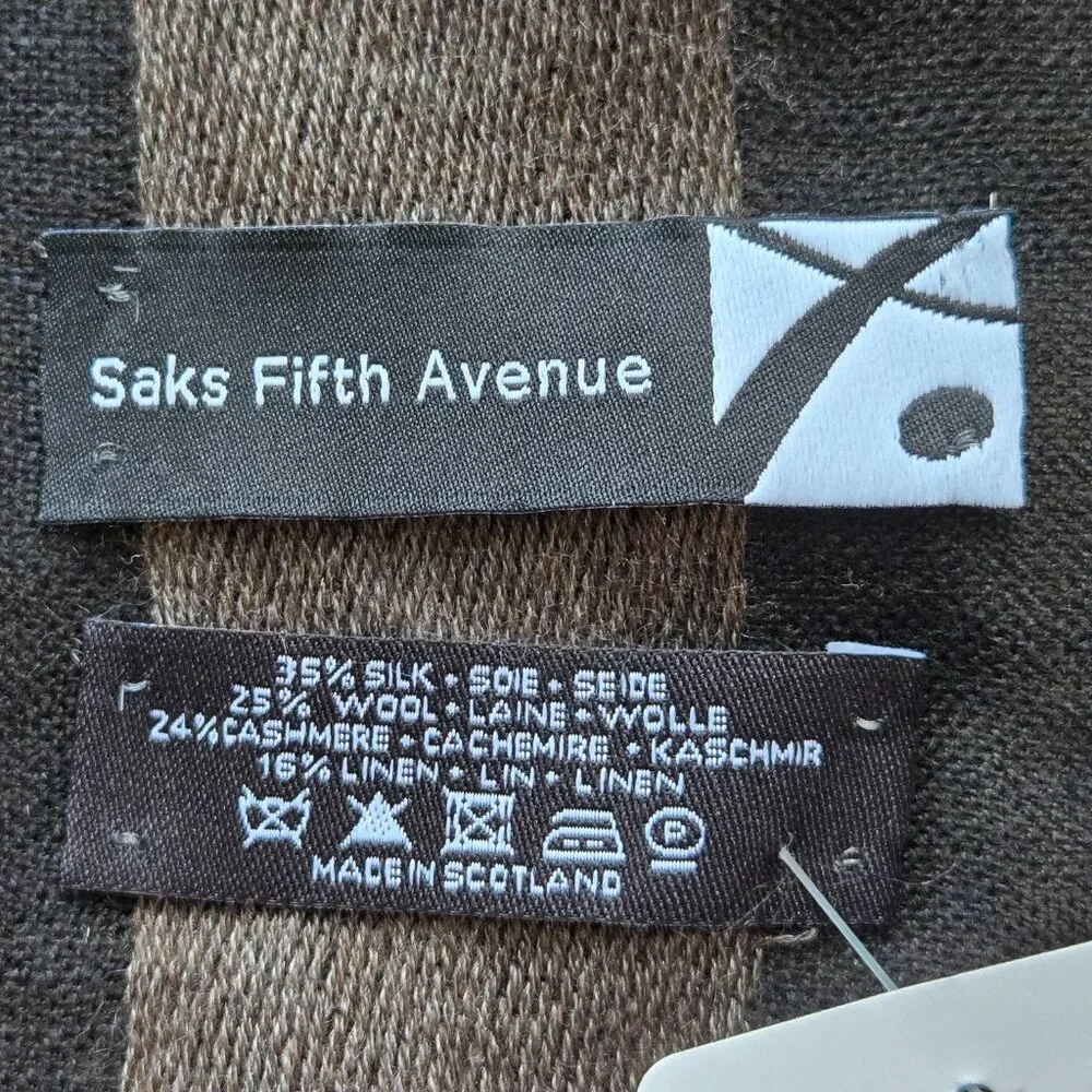 NWT Saks Silk Wool Cashmere Linen Scarf